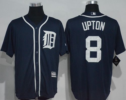 Tigers #8 Justin Upton Navy Blue New Cool Base Stitched MLB Jersey - Click Image to Close